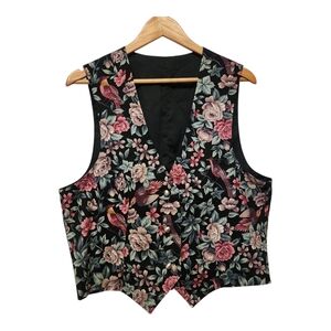 Floral Women's Vest - Black and Pink